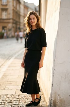 Джемпер з короткими рукавами - чорний