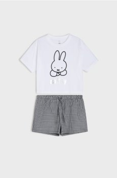 Бавовняна двочастинна піжама з принтом Miffy - кремовий