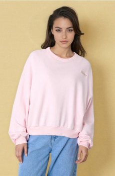 Світшот з круглим коміром і вишивкою - пастельний рожевий