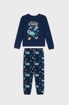 Двокомплектна бавовняна піжама - темно-синій