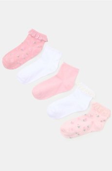 Шкарпетки з воланами та квітковим мотивом 5 pack - різнобарвний