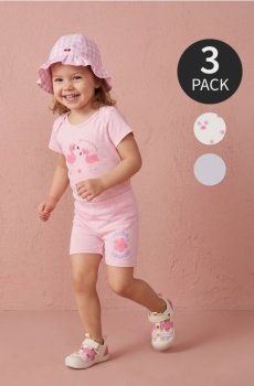 Бавовняні велосипедки з тропічним принтом 3 pack - кремовий