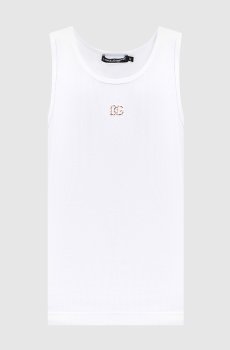 Белый топ в рубчик с монограммой