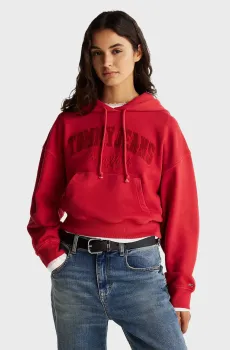 Женское красное худи TJW BOXY CRP GMD VARSITY Красный M Tommy Jeans DW0DW19413