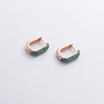 Золотые серьги "Беата" с зелеными фианитами с08933 Золотые серьги "Беата" с зелеными фианитами с08933