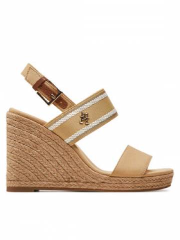 Tommy Hilfiger Еспадрильї Webbing High Wedge Sandal FW0FW08045 Бежевий
