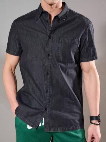 Сорочка regular fit з коротким рукавом - сірий Сорочка regular fit з коротким рукавом - сірий