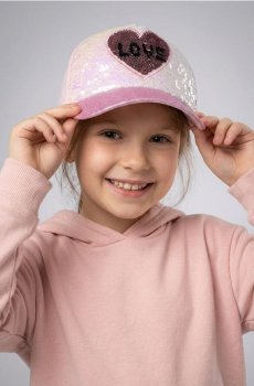 Бавовняна кепка з козирком з паєтками - рожевий