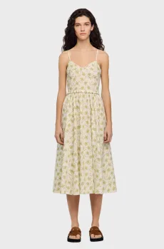 Женский белый сарафан с узором Белый 38 Sandro SFPRO04839_Olive - Ecru