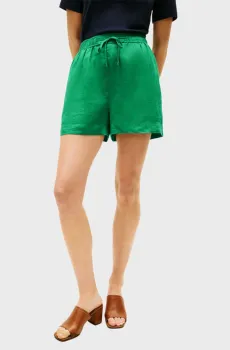Женские зеленые льняные шорты PULL ON Зеленый S Tommy Hilfiger WW0WW49637