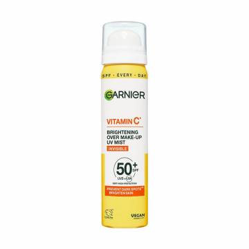 Солнцезащитный спрей-мист для лица Garnier Vitamin C Brightening Over Make-Up UV Mist, SPF 50+, с витамином С, 75 мл Солнцезащитный спрей-мист для лица Garnier Vitamin C Brightening Over Make-Up UV Mist, SPF 50+, с витамином С, 75 мл