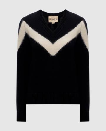 Черный пуловер из шерсти Черный пуловер из шерсти