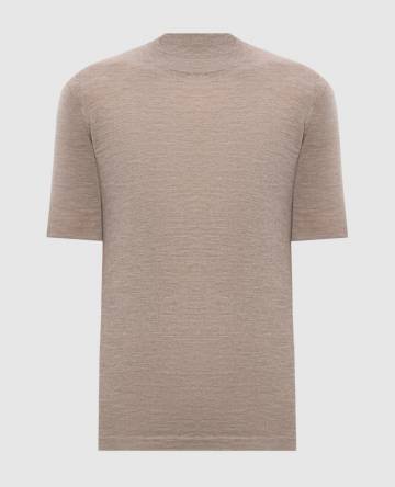 Бежевый топ из кашемира и шелка