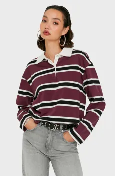 Женское бордовое поло в полоску STSCOMANZA3 Бордовый XS-S Tally Weijl STSCOMANZA3