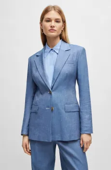 Женский синий льняной жакет Синий 32 BOSS 50514897;450