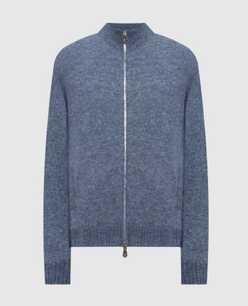 Голубой кардиган с шерстью альпаки и шелком