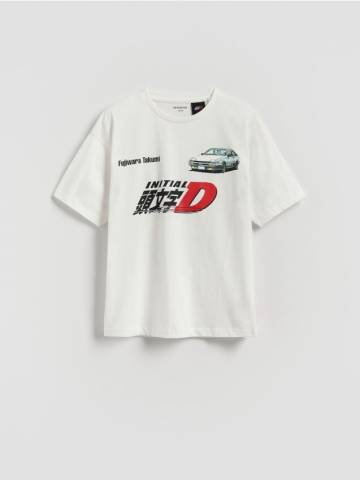 Reserved - Бавовняна футболка Initial D - білий - 037FH-00X Reserved - Бавовняна футболка Initial D - білий - 037FH-00X