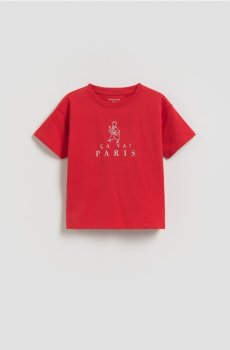 Reserved - Бавовняна футболка з принтом - червоний - 030IY-33X