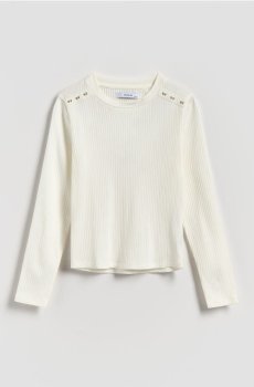 Reserved - Футболка з оригінальними ґудзиками - кремовий - 360FT-01X