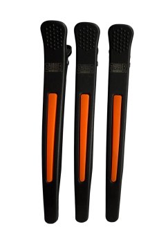 Парикмахерский зажим для волос Zauber-manicure пластиковый, черный с оранжевым, 3 шт (06-097F-3)