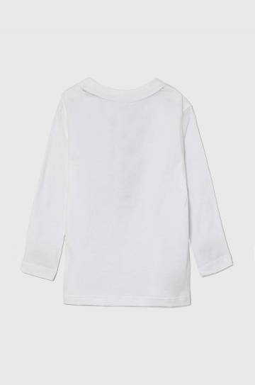 Хлопковый детский лонгслив Lacoste цвет белый однотонный Хлопковый детский лонгслив Lacoste цвет белый однотонный