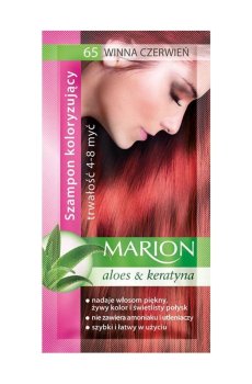 Оттеночный шампунь для волос Marion Aloe & Keratin Hair Color Shampoo 65 Wine Red, 40 мл