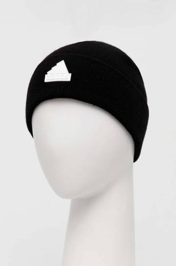 Шерстяная шапка adidas цвет чёрный из тонкого трикотажа Шерстяная шапка adidas цвет чёрный из тонкого трикотажа