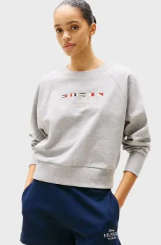 Женский светло-серый свитшот REG SAIL FLAGS Серый L Tommy Hilfiger WW0WW45526
