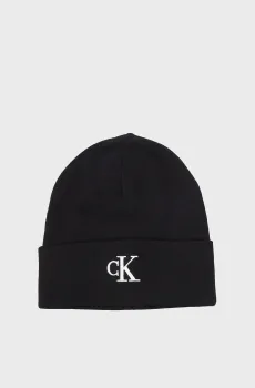 Мужская черная шапка FINE RIB BEANIE Черный ONESIZE Calvin Klein LV04D8020G