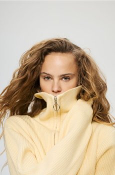 Reserved - Кардиган на блискавці - світло-жовтий - 992JH-10X