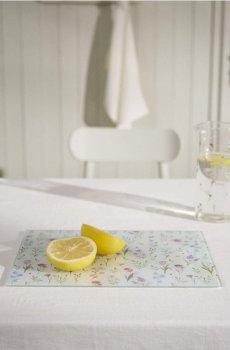 Скляна дошка для нарізання з квітами - різнобарвний