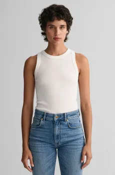 Женская белая майка HIGH NECK RIB Белый L Gant 4201407