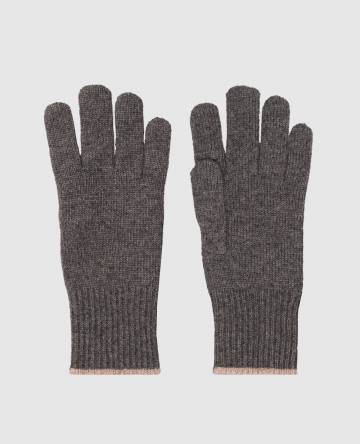 Серые перчатки из кашемира с окантованием