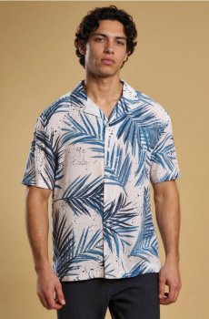 Віскозна сорочка з літнім мотивом - light blue