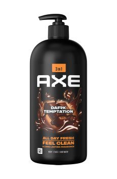 Гель для волос, лица и тела 3 в 1 Axe Dark Temptation All Day Fresh Body Face Hair Wash, 900 мл