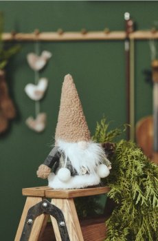 Різдвяний гном - бежевий