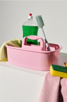 Органайзер для засобів для чищення з ручкою - пастельний рожевий