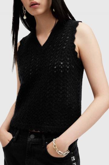 Шерстяной жилет AllSaints VIVIAN TANK цвет чёрный лёгкий W057KB Шерстяной жилет AllSaints VIVIAN TANK цвет чёрный лёгкий W057KB