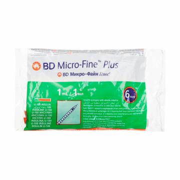 Шприц инъекционный инсулиновый BD Micro-Fine Plus U-100, размер 31G, 0.25*6 мм, 1 мл (10 шт) Шприц инъекционный инсулиновый BD Micro-Fine Plus U-100, размер 31G, 0.25*6 мм, 1 мл (10 шт)
