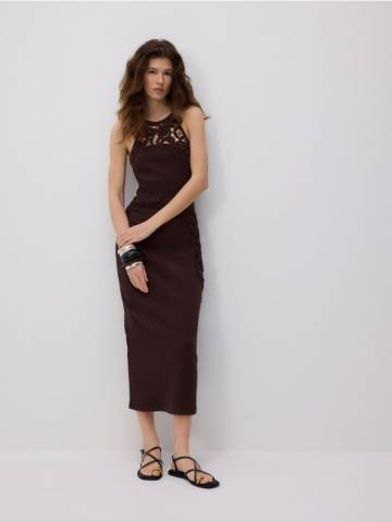 Reserved - Бавовняна максісукня - темно коричневий - ZU718-89X