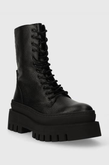 Кожаные полусапоги Steve Madden Coast женские цвет чёрный на платформе SM11002681 Кожаные полусапоги Steve Madden Coast женские цвет чёрный на платформе SM11002681