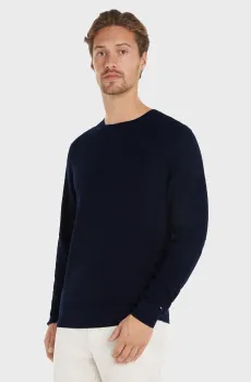 Мужской темно-синий джемпер DC BASKETWEAVE CREW NECK Синий L Tommy Hilfiger MW0MW35685