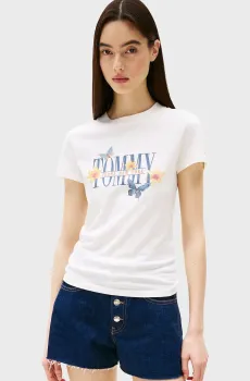 Женская белая футболка TJW SLIM TJ BUTTERFLY Белый XS Tommy Jeans DW0DW21340