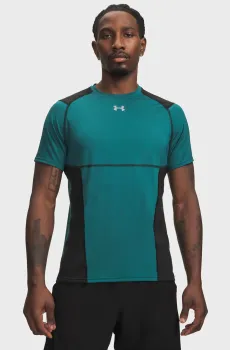 Мужская зеленая футболка UA HG Elite Fitted SS Зеленый S Under Armour 6015379-338