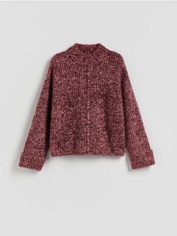 Reserved - Джемпер oversize с узором - буряковий - 095HH-83M Reserved - Джемпер oversize с узором - буряковий - 095HH-83M