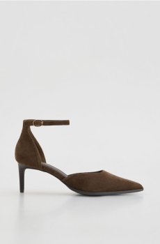 Reserved - Замшеві туфлі на підборах із ремінцем - коричневий - 488ID-88X