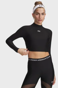Женский черный топ HeatGear Crop Mock LS Черный L Under Armour 6012691-008