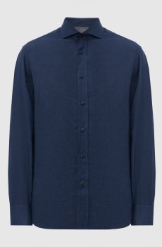 Синяя рубашка из льна