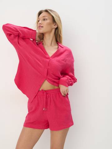 Mohito - Сорочка з вишитими елементами з високим вмістом бавовни - яскраво-рожевий - 38