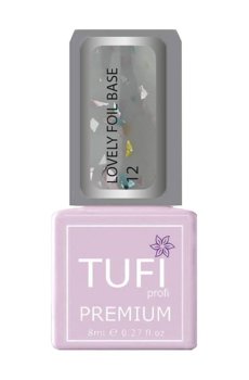 Уценка! База для гель-лака Tufi profi Premium Lovely Foil Base с фольгой, 12 Серая вуаль, 8 мл